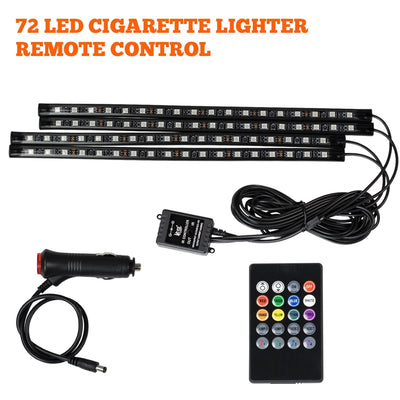 Éclairage d'Ambiance LED RGB 72 Diodes Bluetooth Voiture