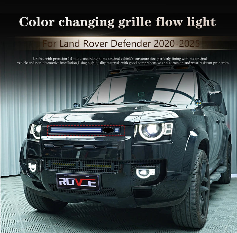 Calandre LED Dynamique Land Rover Defender 90 110 2020-2025 Bandeau Multicolore
