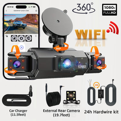 Dashcam 4 Canaux WiFi 1080P Vision Nocturne