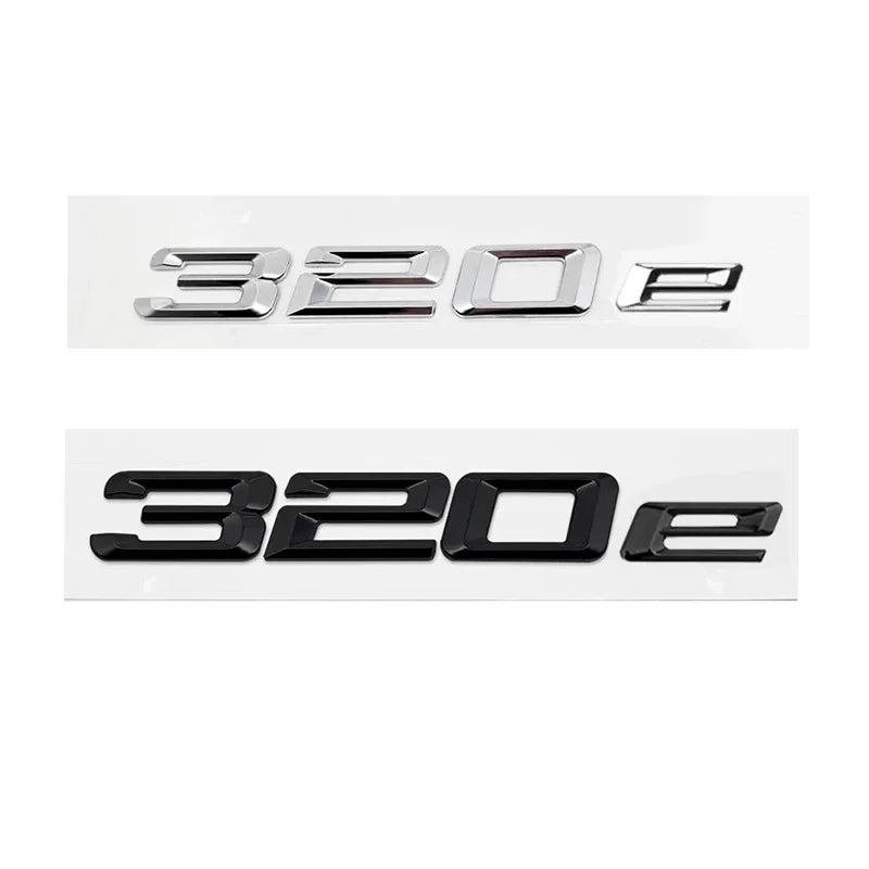 Emblème de Coffre BMW Lettres 316e, 318e, 320e, 330e, 530e, 740e, Noir Brillant ou Argent