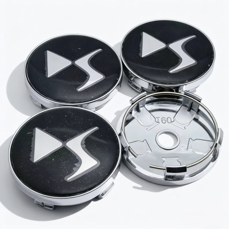 Cache-Moyeux DS DS3 DS5 60mm Noir et Argent — vue arrière