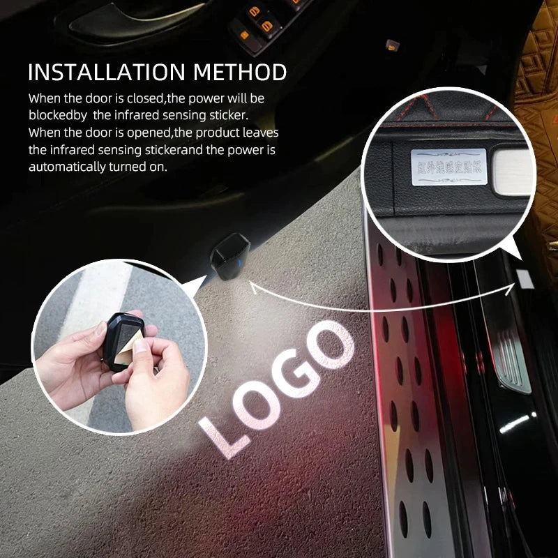 Projecteur Porte MG ZS, HS, MG3, MG5, ZR, GS, GT, EZS, Sans Fil Rechargeable USB, Lot de 2