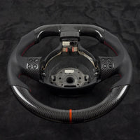 Volant Carbone Volkswagen Golf 5 GTI R32 (1K) 2003-2009 Plat en Bas Cuir Perforé