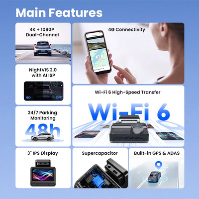 Dashcam DDPAI Z50 Pro 4K GPS ADAS 4G