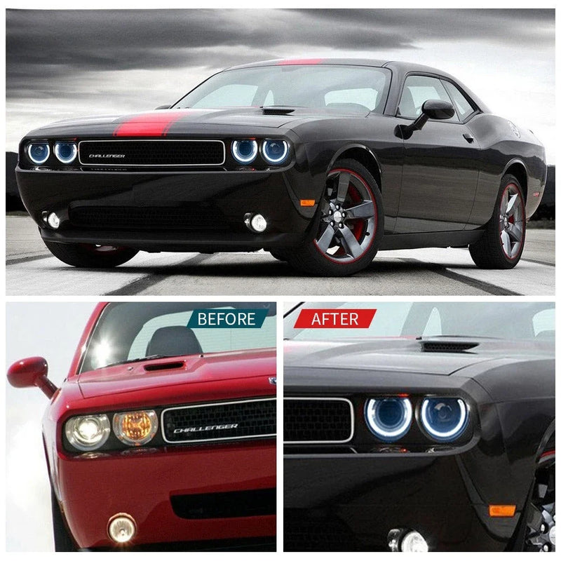 Phares Avant RGB Dodge Challenger 2015-2024 Feux de Jour Multicolores Contrôle par Application IP67