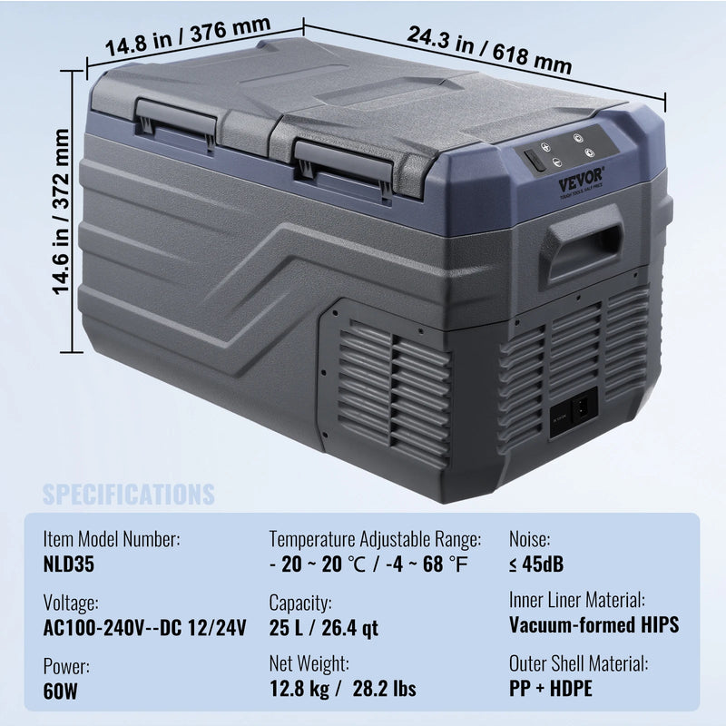 Réfrigérateur de Voiture Double Zone 25 à 40 L Congélateur Portable à Compresseur 12/24 V
