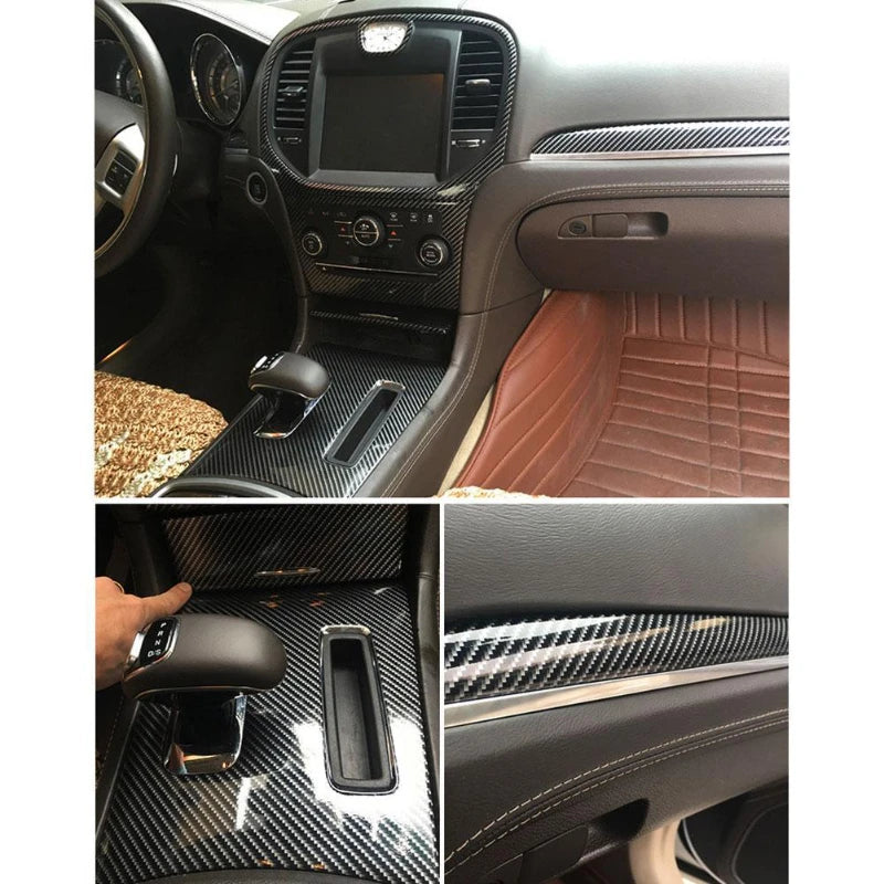 Film Adhésif Fibre de Carbone 7D Noir Brillant pour Voiture en Rouleau