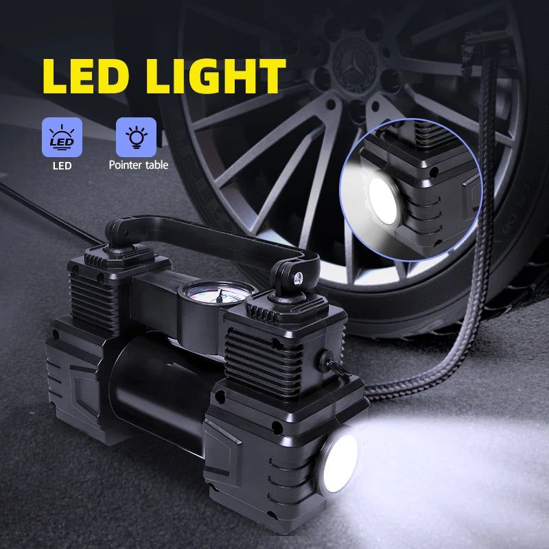 Compresseur de Pneu Voiture 12V Double Cylindre Manomètre ou Écran