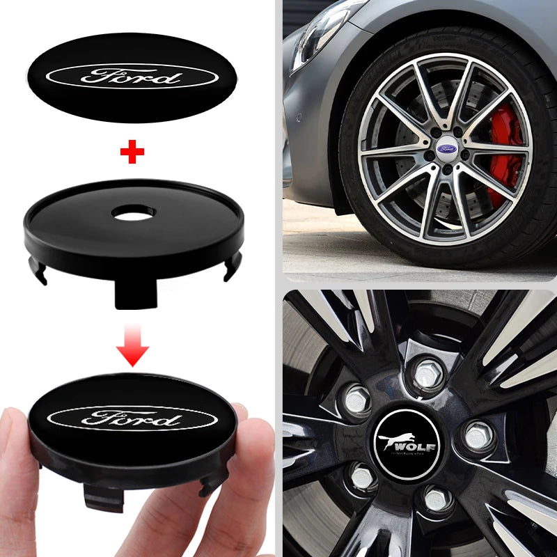 Cache-Moyeux Ford Focus Mondeo Ranger Ecosport 54mm 56mm 60mm — vue de profil