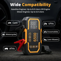Booster de Batterie Voiture 6500A avec Compresseur 150 PSI 3 en 1