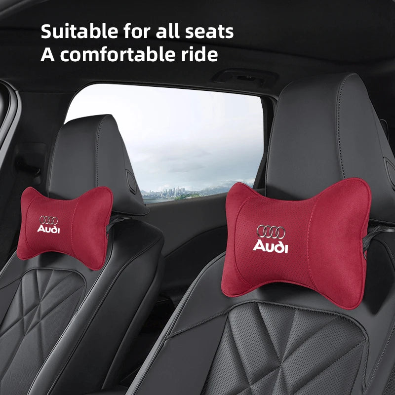 Coussin de Nuque Suédine Appuie-Tête Voiture Audi Q7 A6 — détail de finition