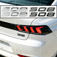 Logo Peugeot 208, 308, 408, 408X, 508 et 508L en ABS 3D, Emblème Lettres de Coffre Noir Brillant, Argent ou Gris
