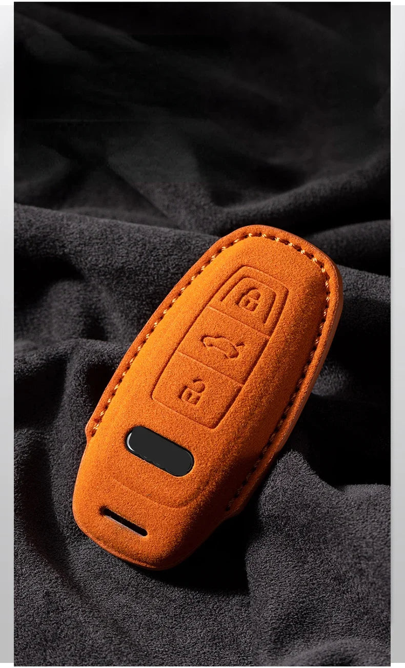 Coque de Clé Audi en Daim A3 A4 A5 A6 A7 A8 Q3 Q4 Q5 Q8 Étui de Protection Télécommande Type A, B ou C