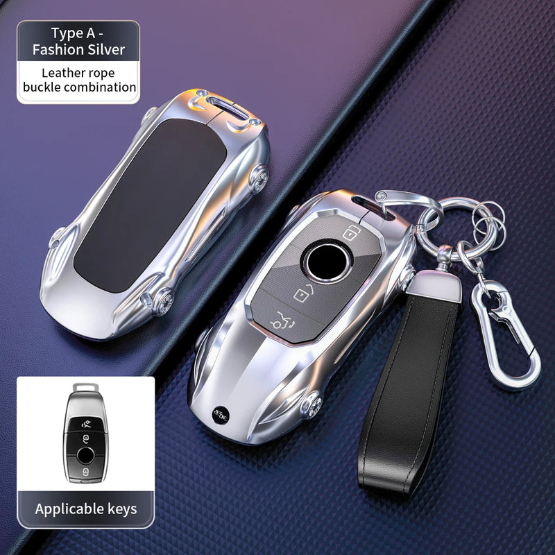 Coque de Protection Clé Mercedes Classe A B C E S W204 W205 W210 W212 W213 W176 W463 GLC GLB GLE AMG Alliage de Zinc Style Supercar
