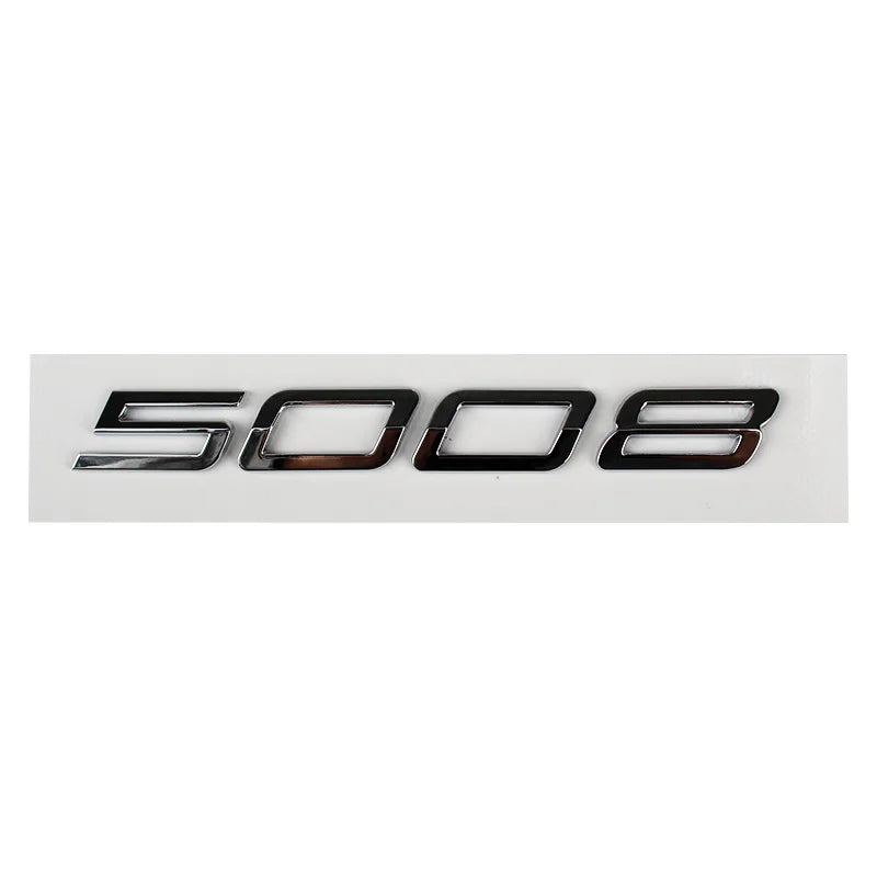 Logo Peugeot 2008, 3008, 4008 et 5008 en ABS 3D, Emblème Chiffres de Coffre 2023-2025, Noir Brillant, Gris Foncé ou Chrome