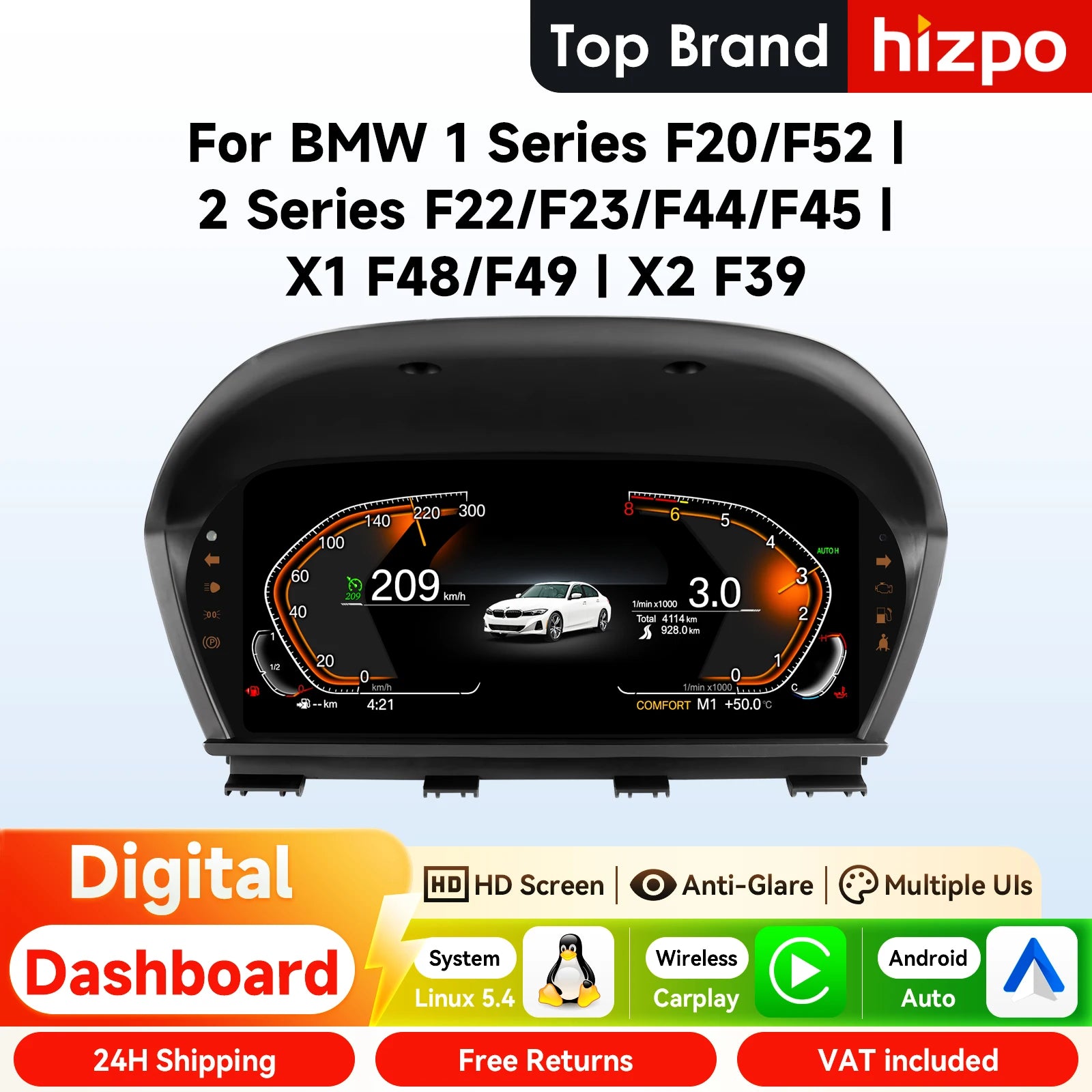 Tableau de Bord Numérique 10 pouces BMW Série 1 2 F20 F22 X1 F48 X2 F39