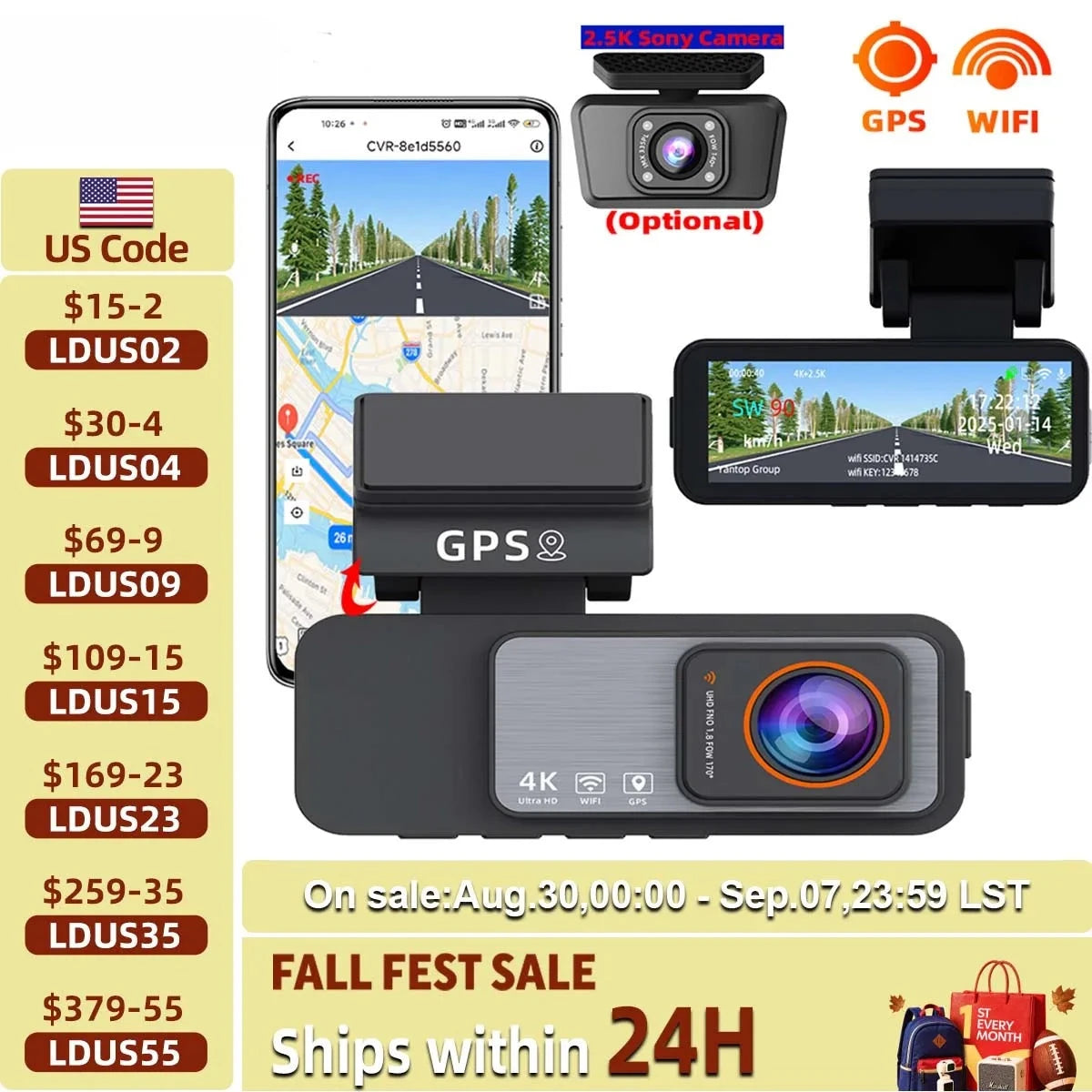 Dashcam ACCEO B60P 4K UHD Double Objectif Sony