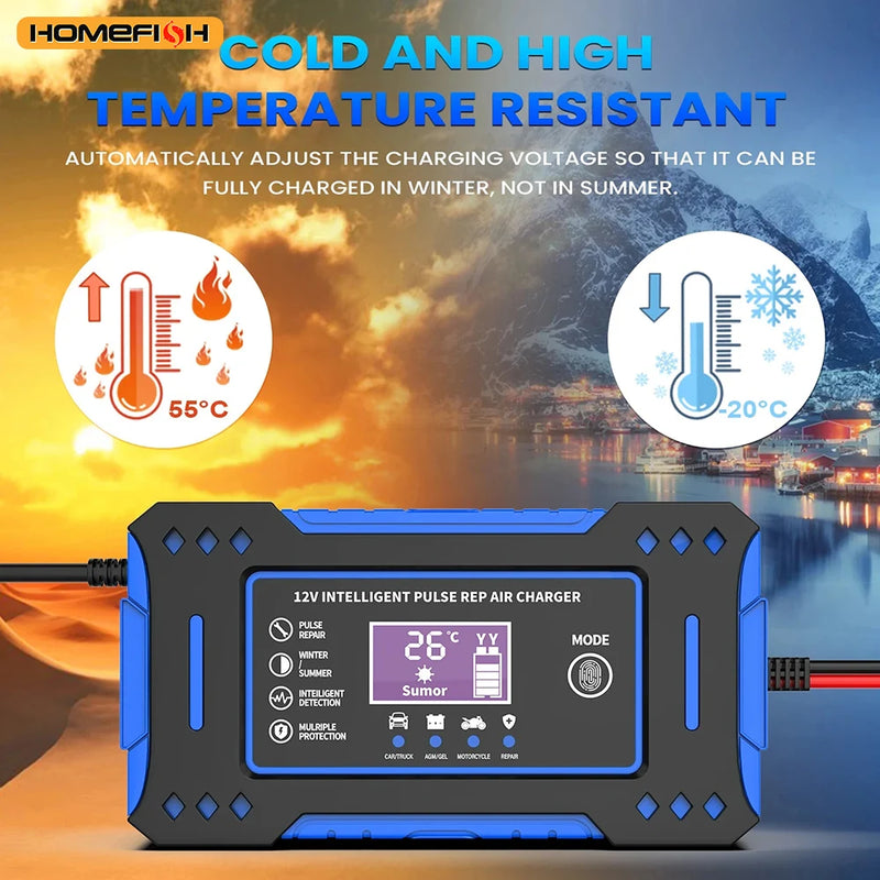 Chargeur de Batterie Voiture 12V 6A Intelligent à Impulsions