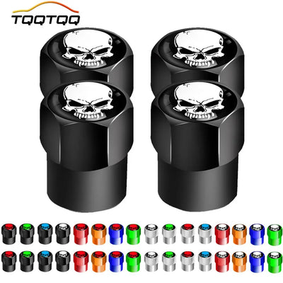 Bouchons de Valve Universels Tête de Mort Bicolores Aluminium