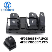 Bouton Lève-Vitre Chromé Audi A6 C6 RS6 Q7 4F0959851H — vue de trois quarts