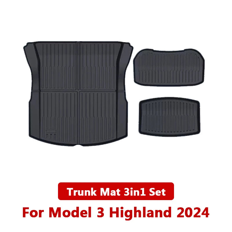 Tapis de Coffre Avant et Arrière Tesla Model 3 Highland 2024 TPE Étanche