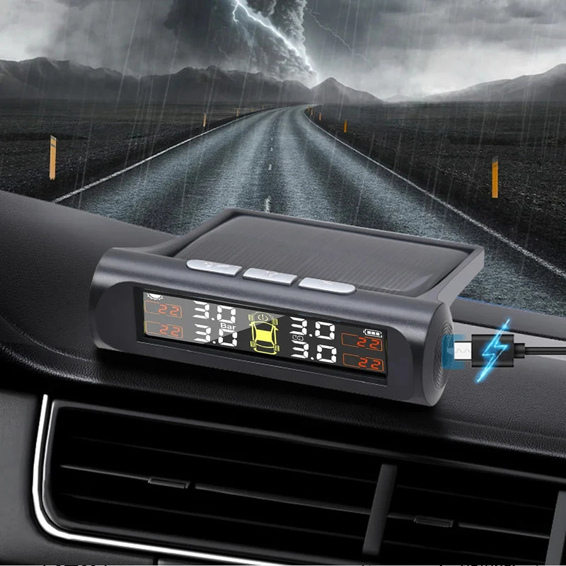 Capteur de Pression des Pneus TPMS Solaire 4 Capteurs Écran LCD