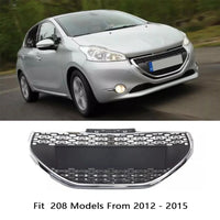 Calandre Peugeot 208 2012-2015 Grille Centrale de Pare-Chocs Avant avec Cadre Chromé, OEM 9808676477