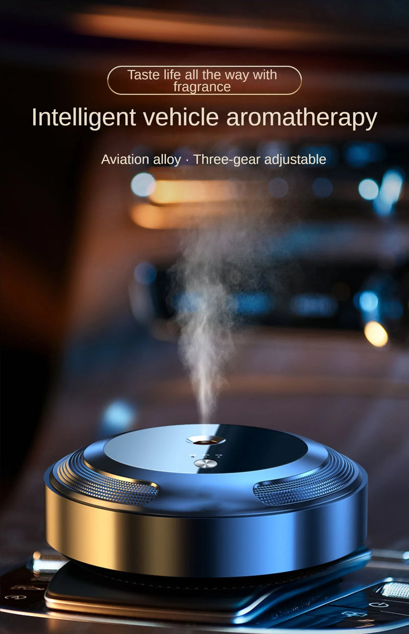 Désodorisant Voiture Électrique Rond Alliage de Zinc Huiles Essentielles