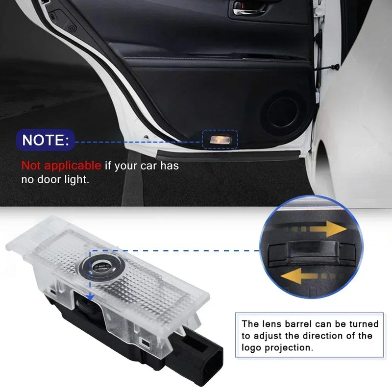 Projecteur Porte Fiat 500, 500X, 500L, Lumière de Bienvenue LED, Lot de 2, 3 Motifs