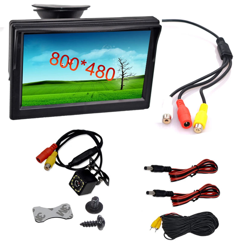 Kit Caméra de Recul avec Écran 5 Pouces 800 x 480 Pied ou Ventouse