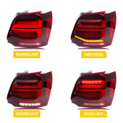 Feux Arrière LED Rouges Séquentiels Volkswagen Polo 5 6R 6C 2009-2017