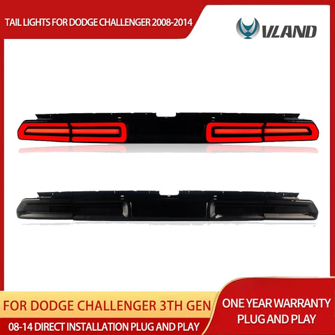 Feux Arrière LED Dodge Challenger 3e Génération 2008-2014 Clignotants Séquentiels, Rouge Transparent ou Fumé