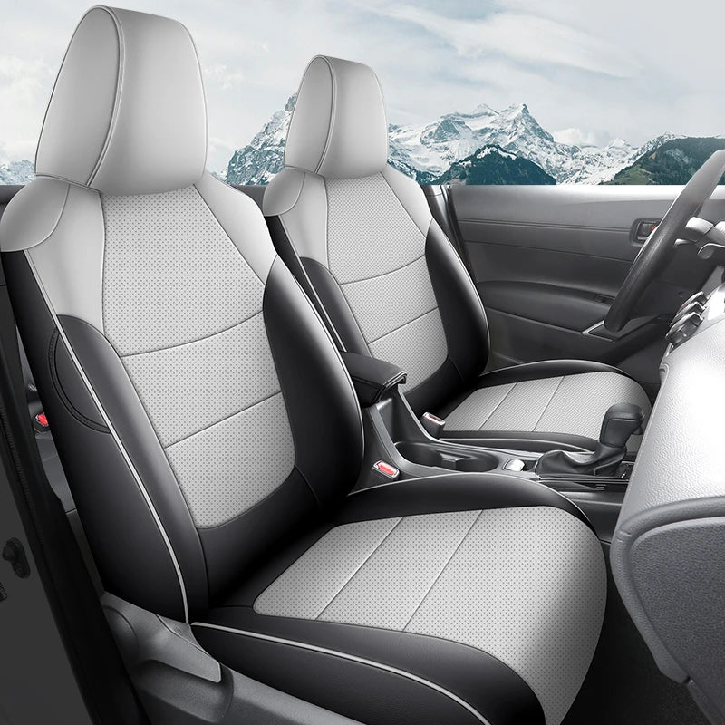 Housses de Siège Cuir Toyota RAV4 2020-2023 Sur Mesure 5 ou 9 Pièces Orange Vert Gris Noir