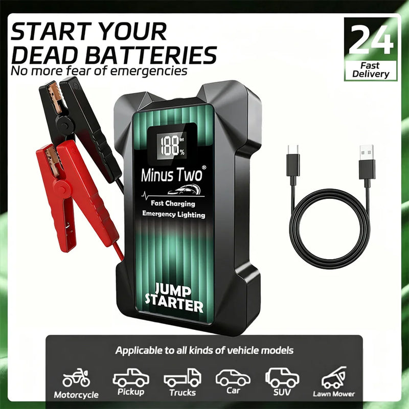 Booster de Batterie Voiture 12V Portable avec Lampe LED et Ports USB