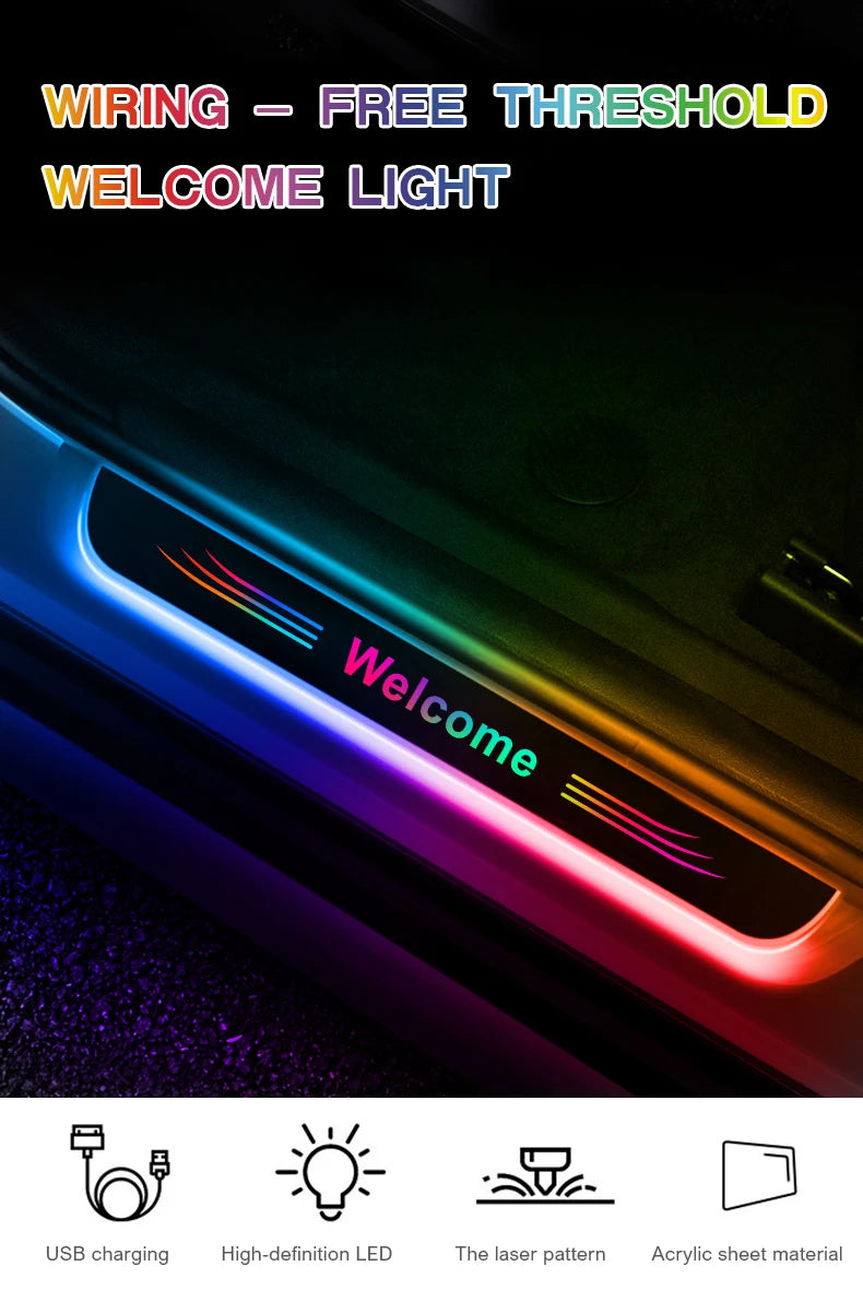 Seuil de Porte LED Dynamique Sans Fil Logo Personnalisé