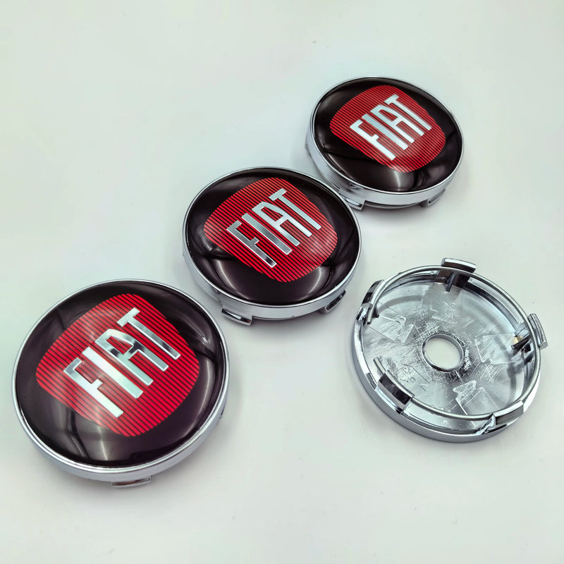 Cache-Moyeux Fiat 60mm Emblème Argent et Noir — vue de profil
