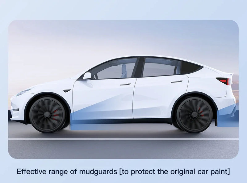 Garde-Boue Tesla Model Y Juniper 2025-2026 Jeu de 4 Bavettes Sans Perçage Avant et Arrière