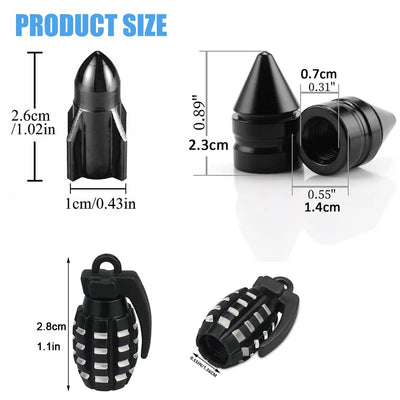 Bouchons de Valve Universels Grenade Aluminium Anodisé