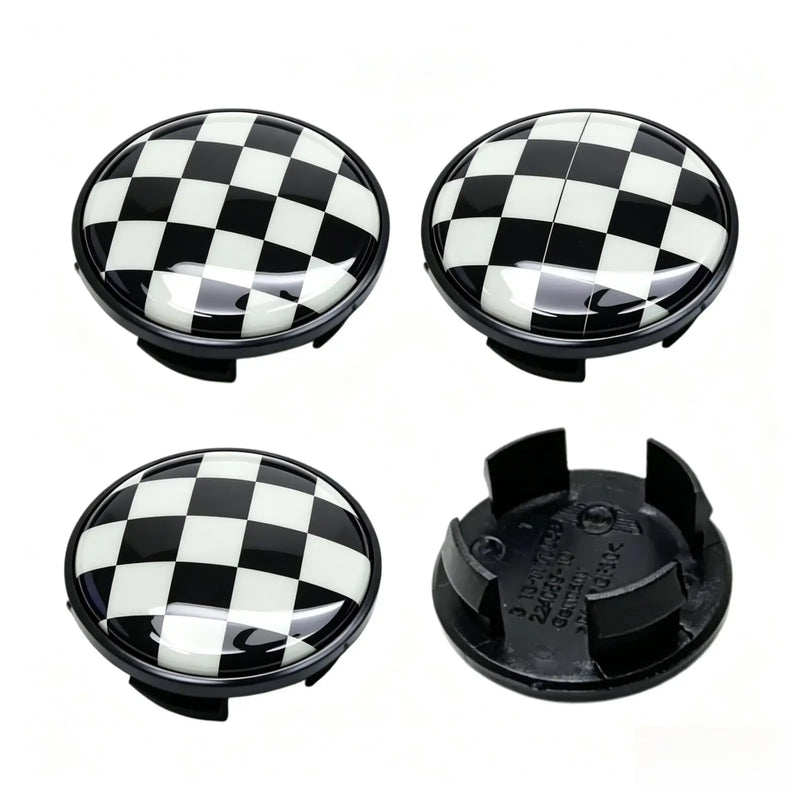 Cache-Moyeu Mini Cooper R50 R53 R55 R56 R57 R58 R59 R60 R61 F54 F55 F56 F57 F60 Damier ou Union Jack 4 Pièces