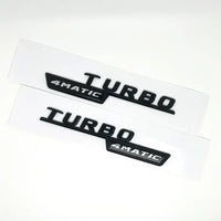 Emblèmes Turbo 4Matic Mercedes d'Aile, Paire A45, CLA45, GLA45, GLE53, Noir Brillant ou Chrome