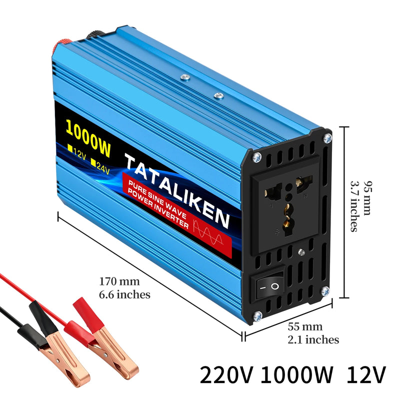 Convertisseur 12V 220V Voiture Pur Sinus 1000 à 6000 W Onduleur 12 V 24 V