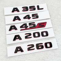 Emblème 3D Mercedes Classe A A35, A45, A45S, A200 à A300, Turbo 4Matic, Noir à Liseré Rouge