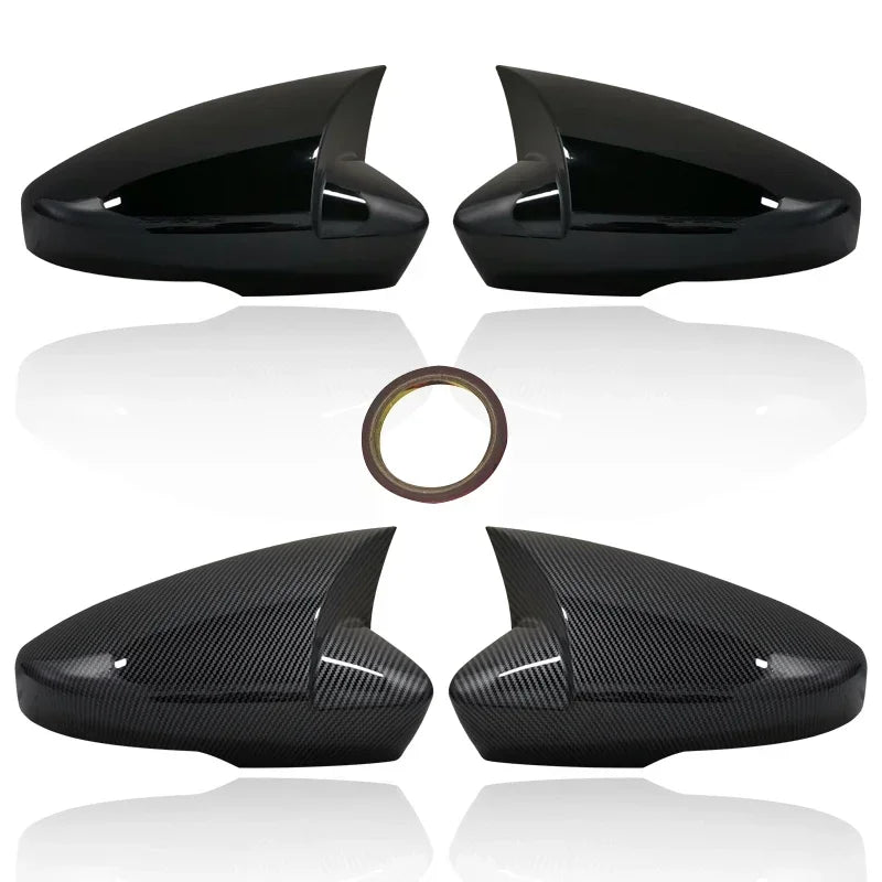 Coques de Rétroviseur Skoda Octavia 3 2013-2019 et VW T-Roc T-Cross 2018-2021 Style Bec, Aspect Carbone ou Noir Brillant