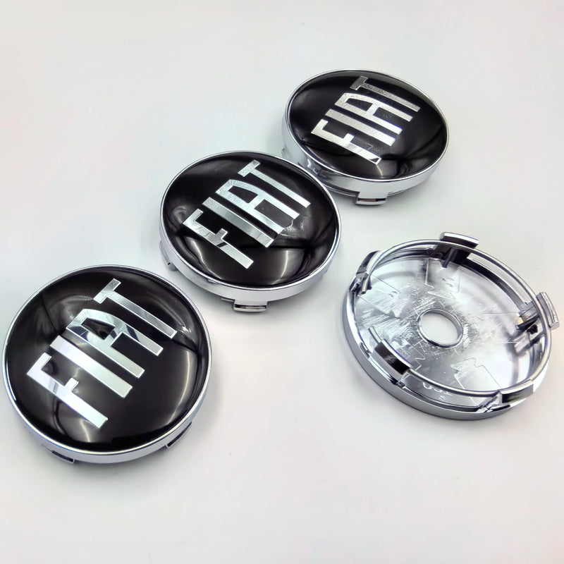 Cache-Moyeux Fiat 60mm Emblème Argent et Noir — vue de face