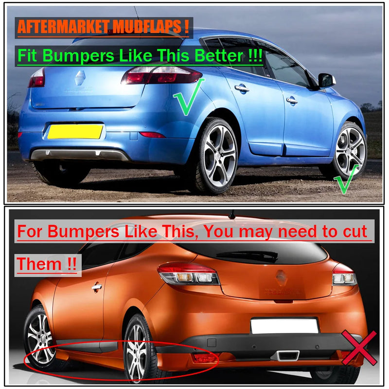 Garde-Boue Renault Mégane I II III IV Xukey Jeu de 4 Bavettes Souples Anti-Éclaboussures