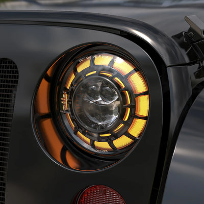 Phares LED Ronds 7 Pouces Jeep Wrangler JK Angel Eyes