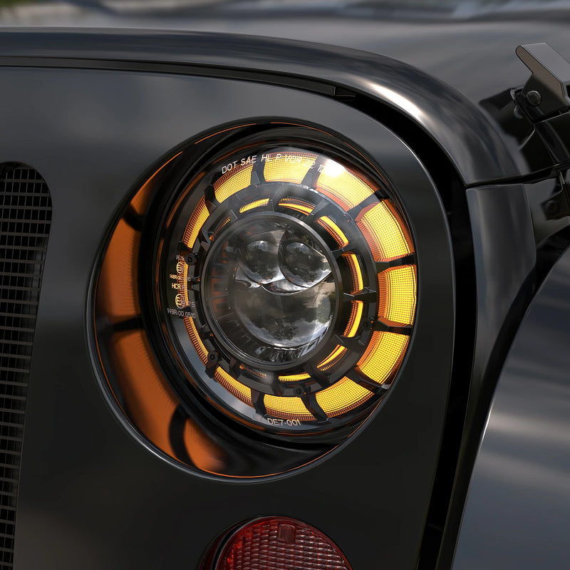 Phares LED Ronds 7 Pouces Jeep Wrangler JK Angel Eyes