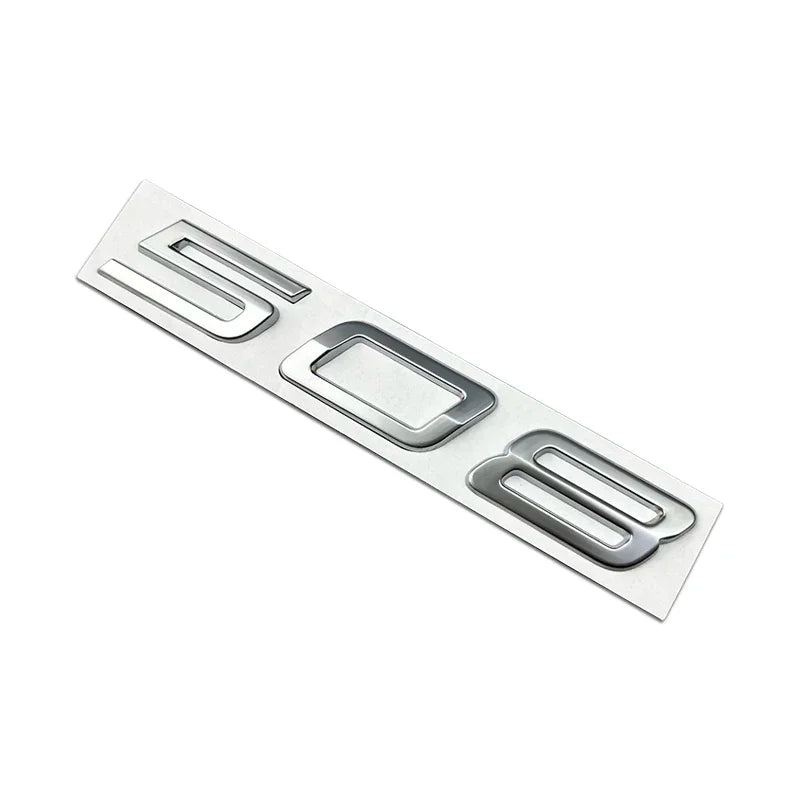 Logo Peugeot 208, 308, 408, 408X, 508 et 508L en ABS 3D, Emblème Lettres de Coffre Noir Brillant, Argent ou Gris