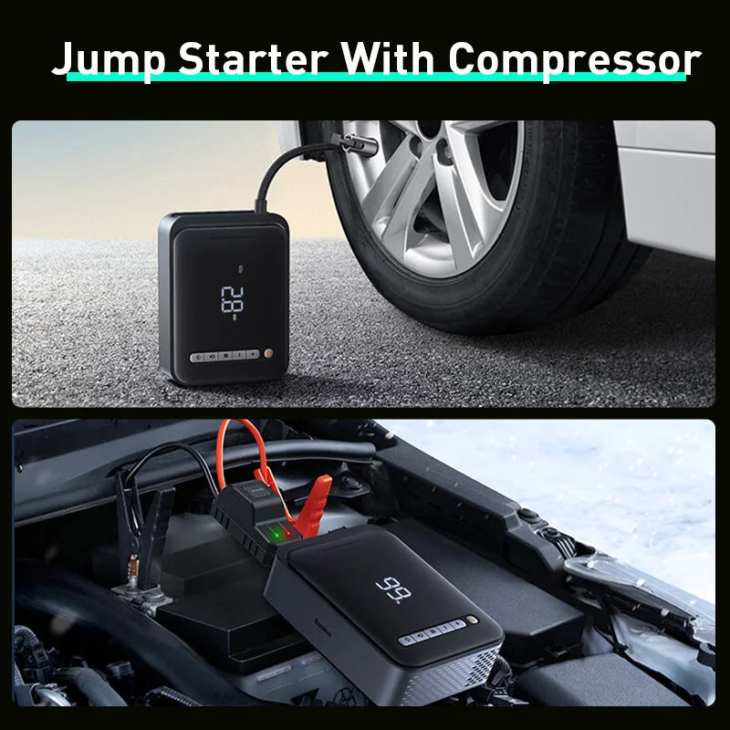 Baseus Démarreur de Batterie Voiture 1000A avec Compresseur d'Air