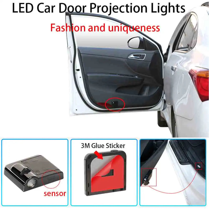 Projecteur Porte Abarth 500, 500C, 695, 124 Spider, Punto, Scorpion, Sans Fil, Lot de 2